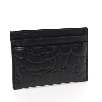 Chanel Lambskin Camellia Embossed Card Holder Black 2 of 7