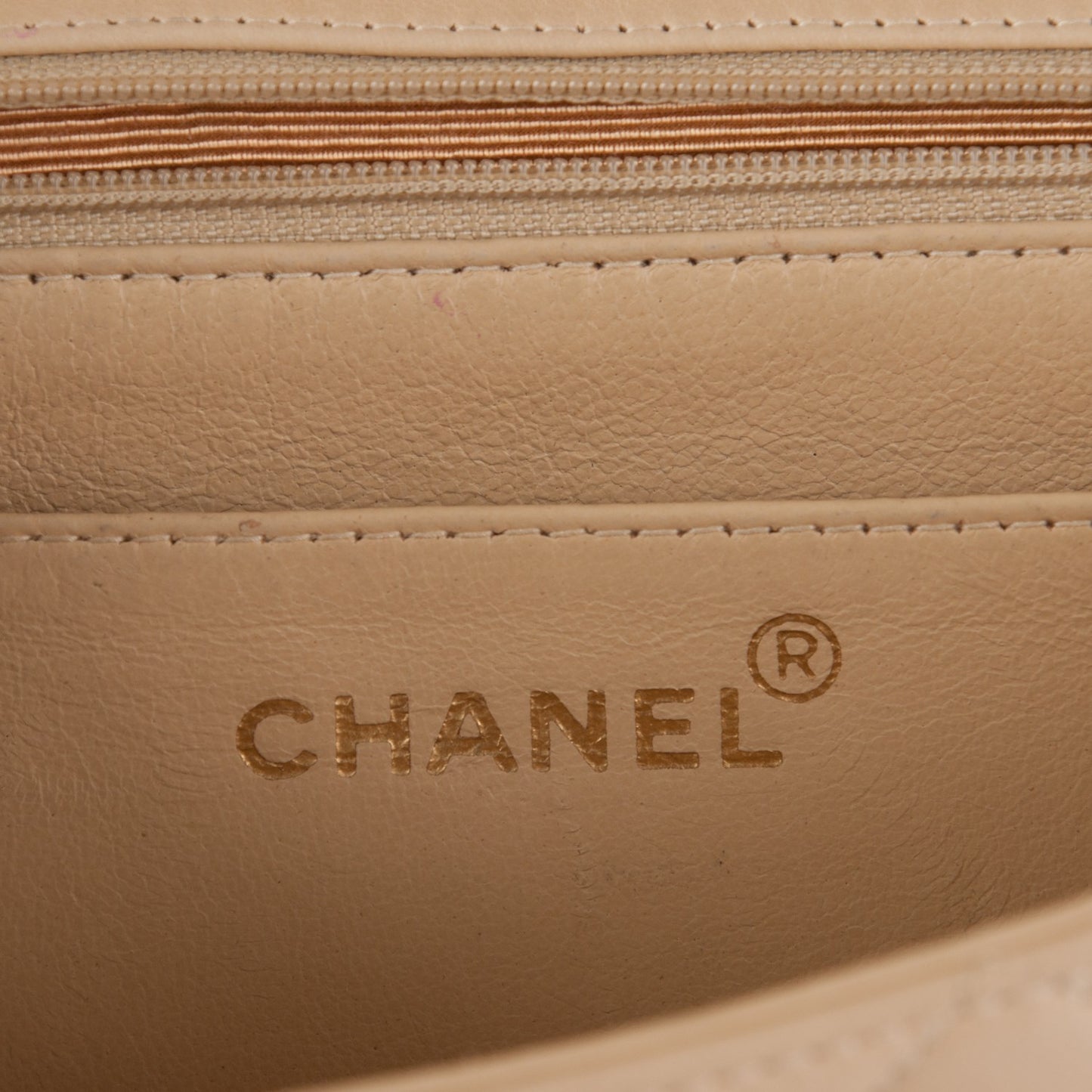 Lambskin Quilted Small Single Flap Beige