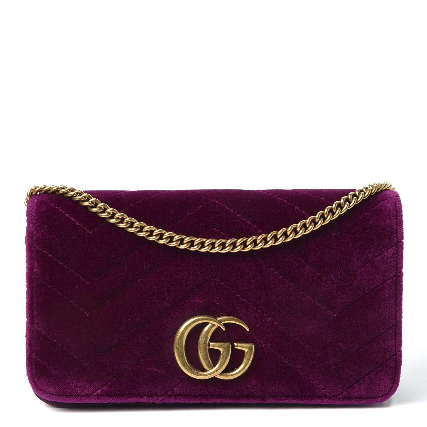 Gucci Velvet Matelasse GG Marmont Mini Bag Fuchsia Violet Cyclamen 1 of 8