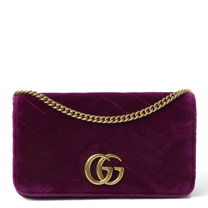 Gucci Velvet Matelasse GG Marmont Mini Bag Fuchsia Violet Cyclamen 1 of 8