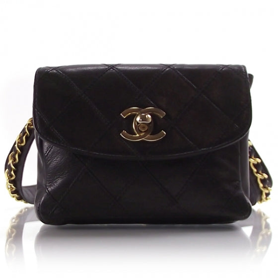 Vintage Lambskin Flap Belt Black