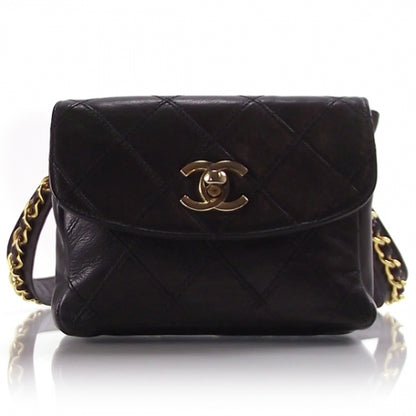 Chanel Vintage Lambskin Flap Belt Black 1 of 11