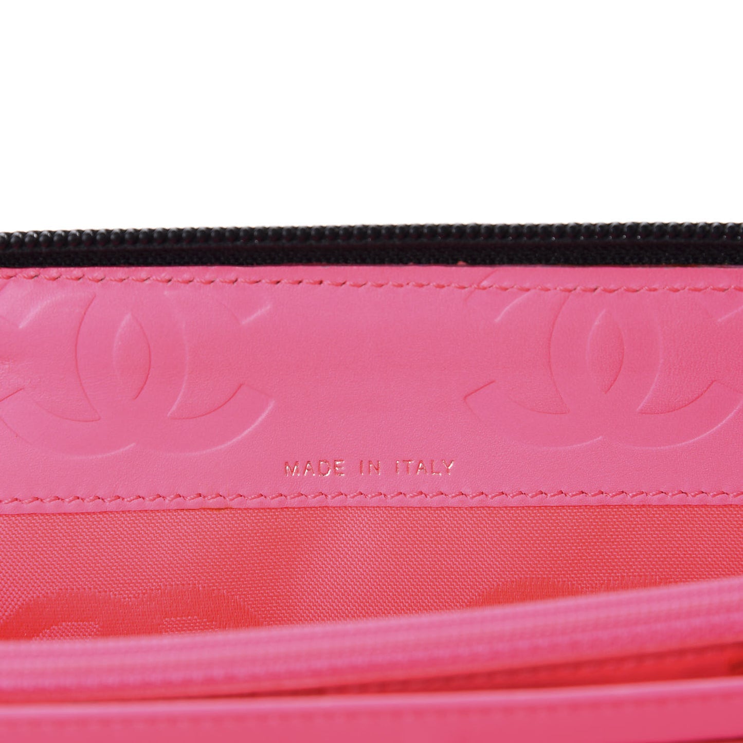 Calfskin Cambon Zip Around Organizer Wallet Black White