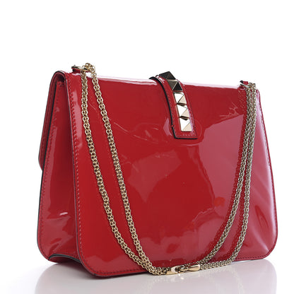 Valentino Garavani Patent Large Glam Lock Rockstud Flap Red 2 of 8