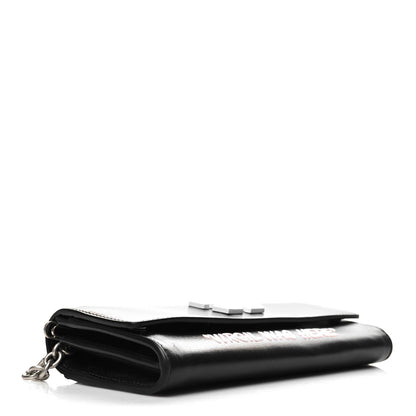 Off-White Calfskin Jitney Logo Flap Wallet On Chain Black 4 of 12