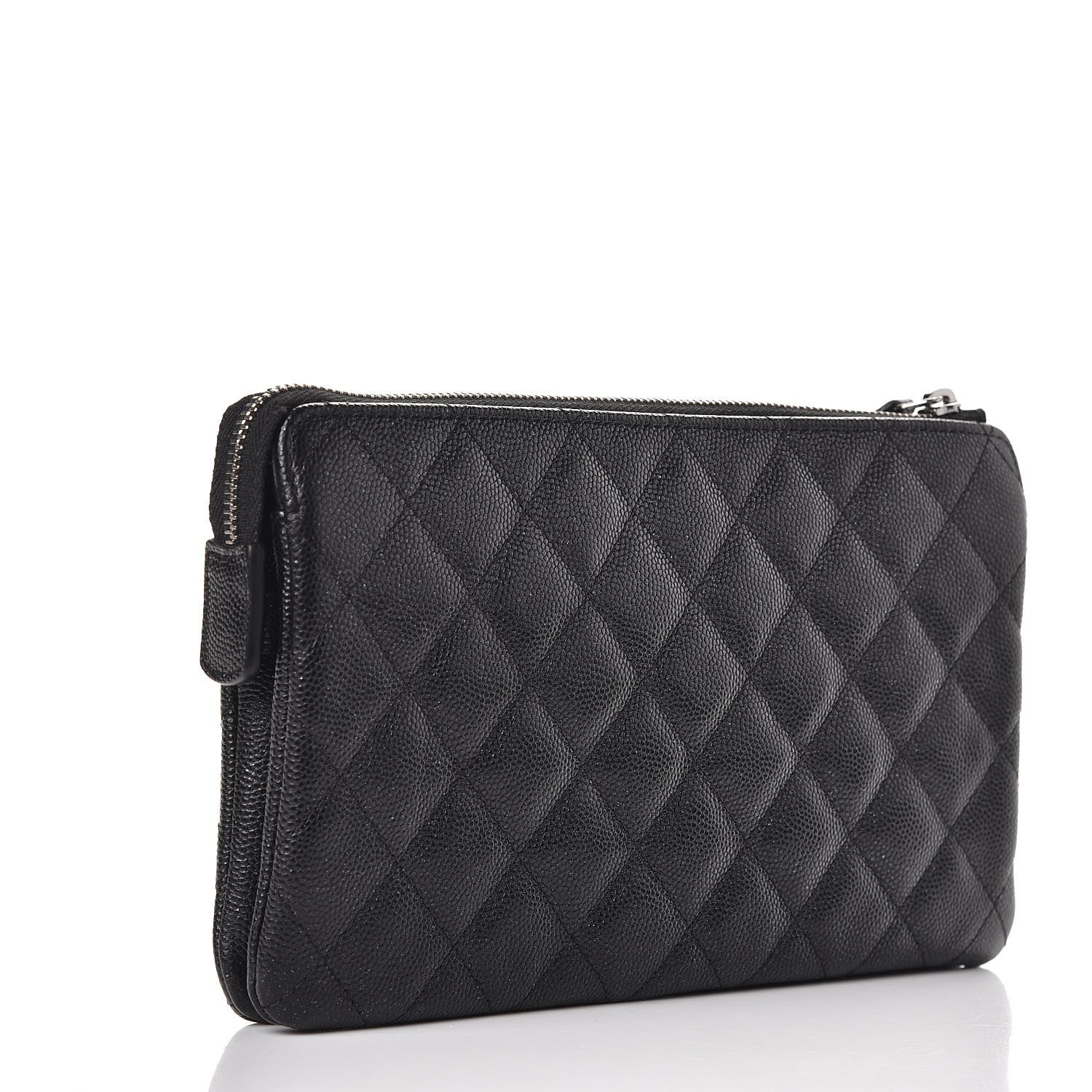 Chanel Iridescent Caviar Quilted Large Zipped Clutch Black 3 of 9