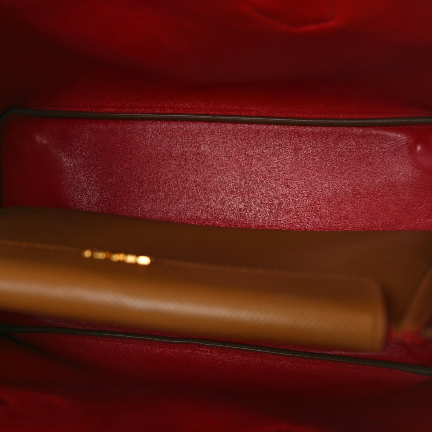 Saffiano Cuir Large Double Bag Caramel Fuoco