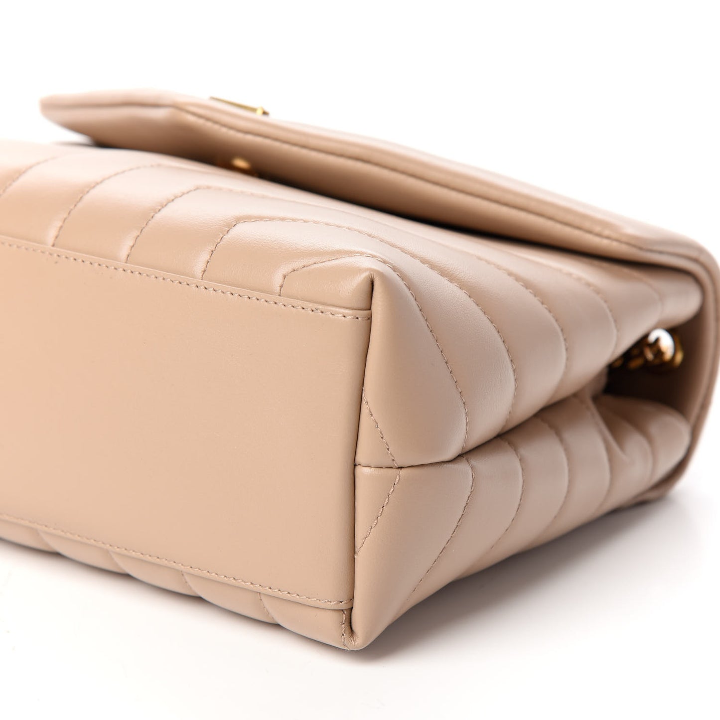 Calfskin Y Quilted Monogram Small Loulou Chain Satchel Dark Beige