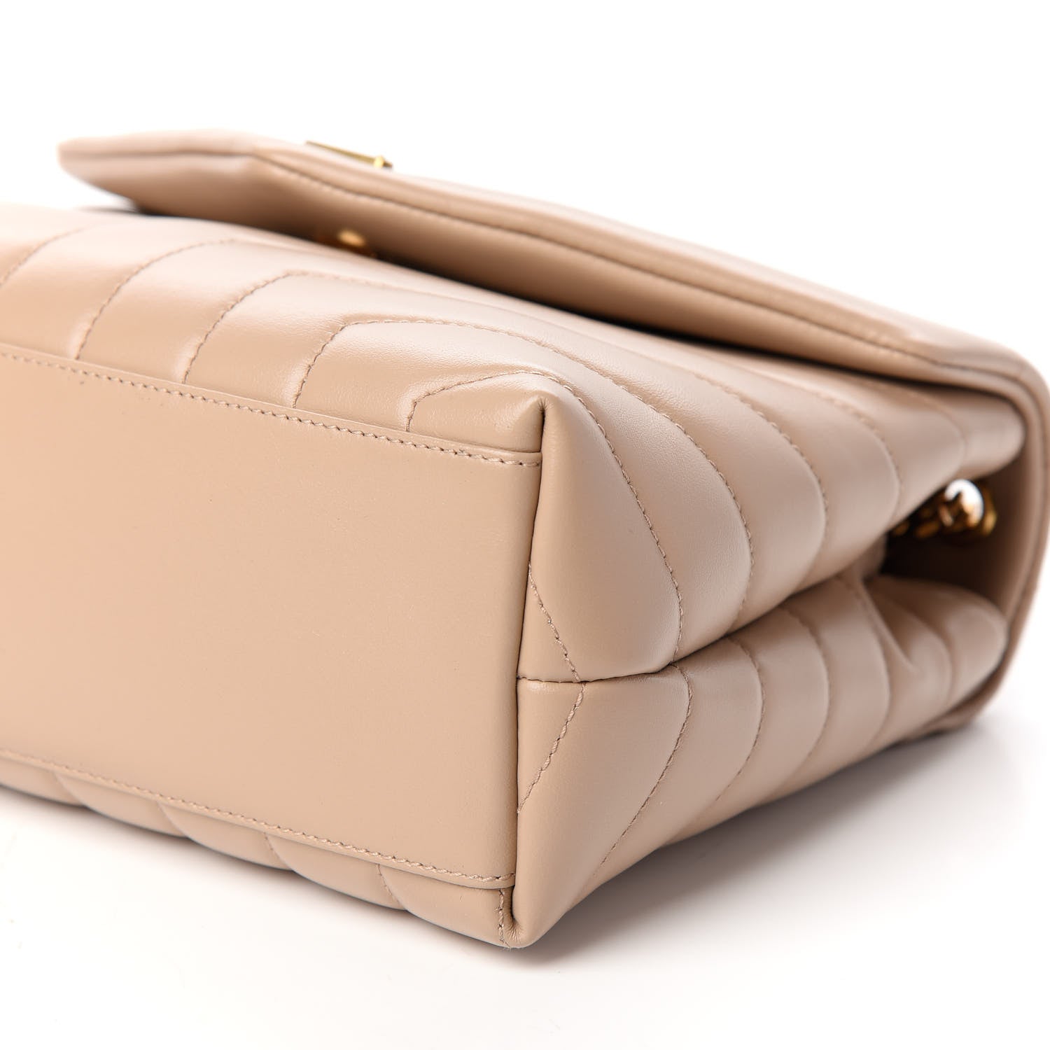 Saint Laurent Calfskin Y Quilted Monogram Small Loulou Chain Satchel Dark Beige 8 of 9