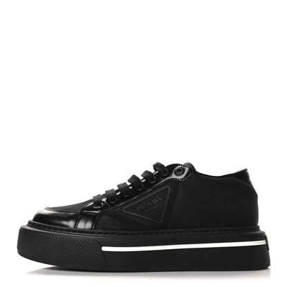 Prada Re-Nylon Spazzolato Rubber Triangle Logo Macro Quilted Womens 45mm Platform Sneakers 38.5 Black 1 of 9
