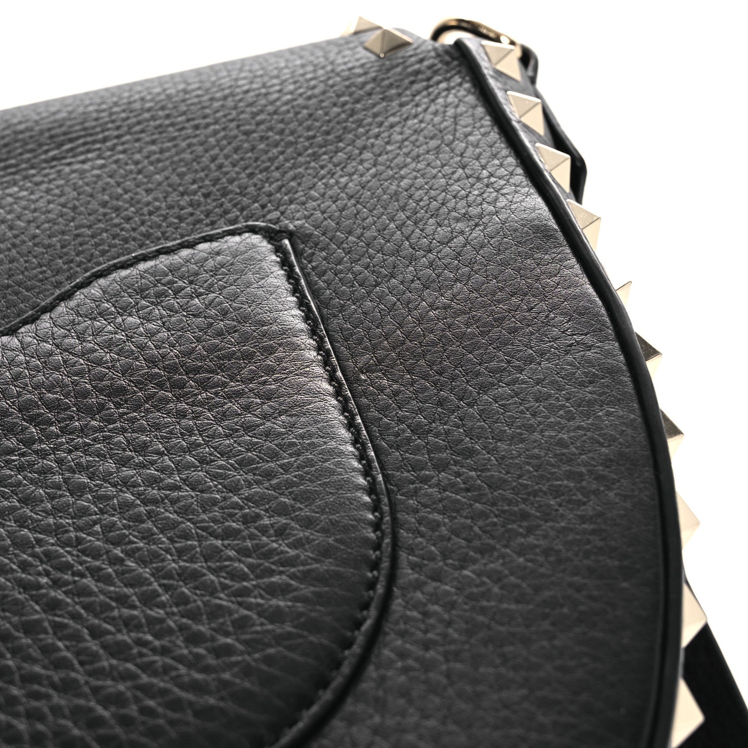 Valentino Garavani Grained Calfskin Rockstud Saddle Bag Black 10 of 12