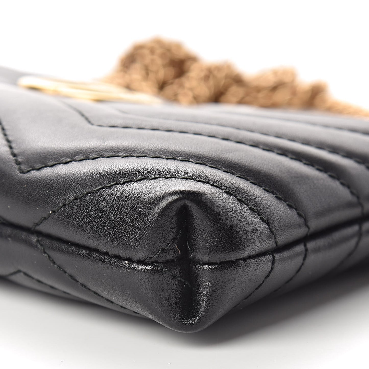 Calfskin Matelasse Mini GG Marmont Chain Bag Black