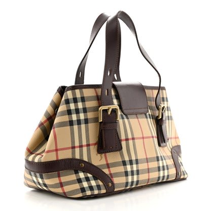 Burberry Haymarket Check Studded Satchel Chocolate 3 of 11