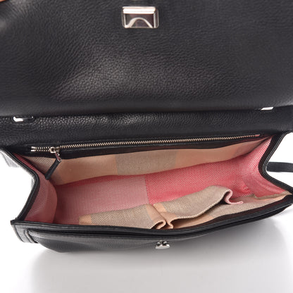 Gucci Pebbled Calfskin Medium Bamboo Daily Flap Shoulder Bag Black 5 of 11
