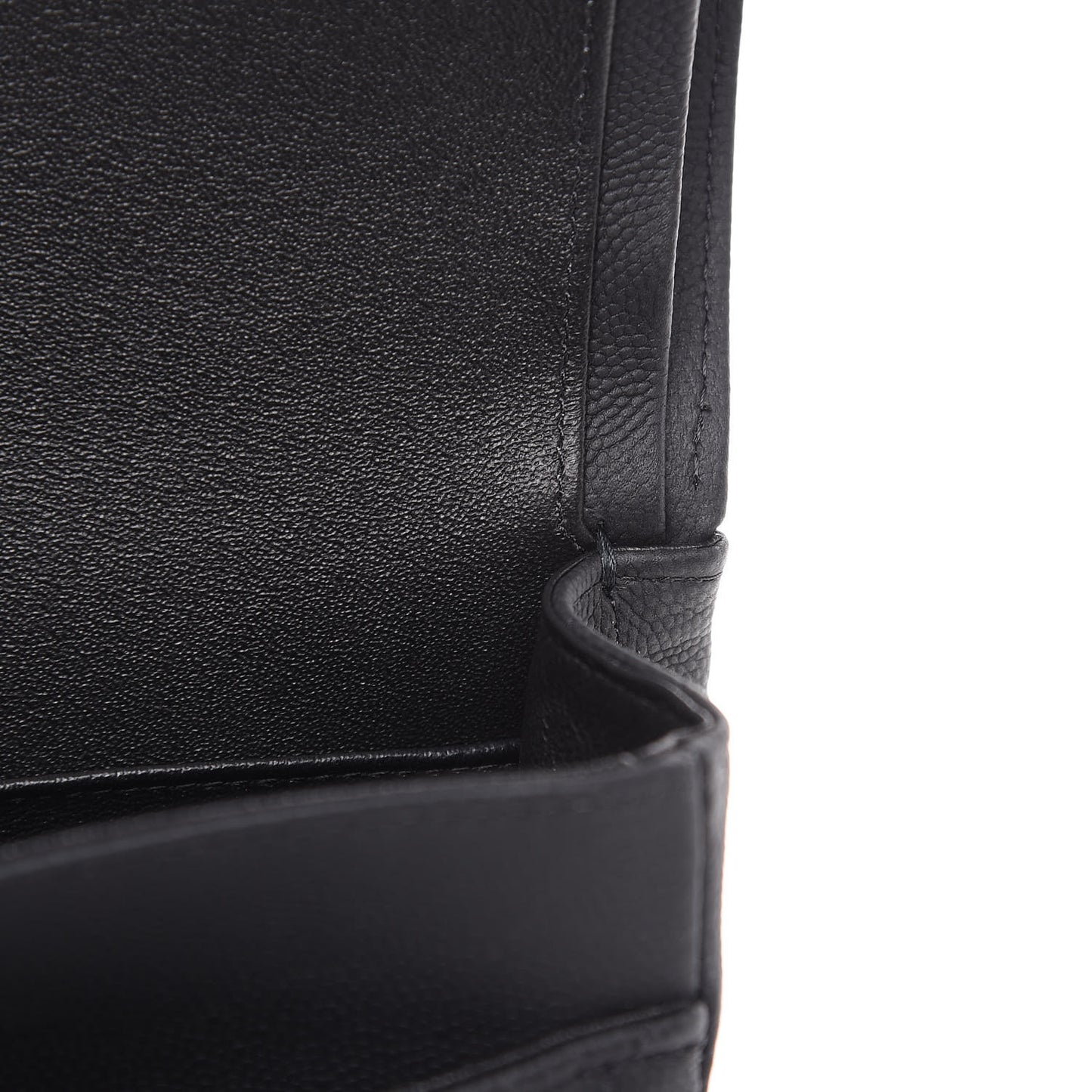 Caviar Chevron Quilted Medium Double Flap Black