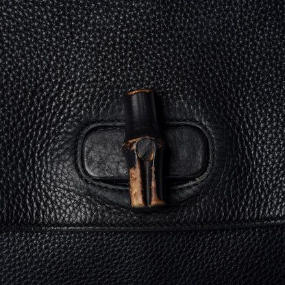 Gucci Pebbled Calfskin Large Bamboo Daily Top Handle Bag Black 18 of 19
