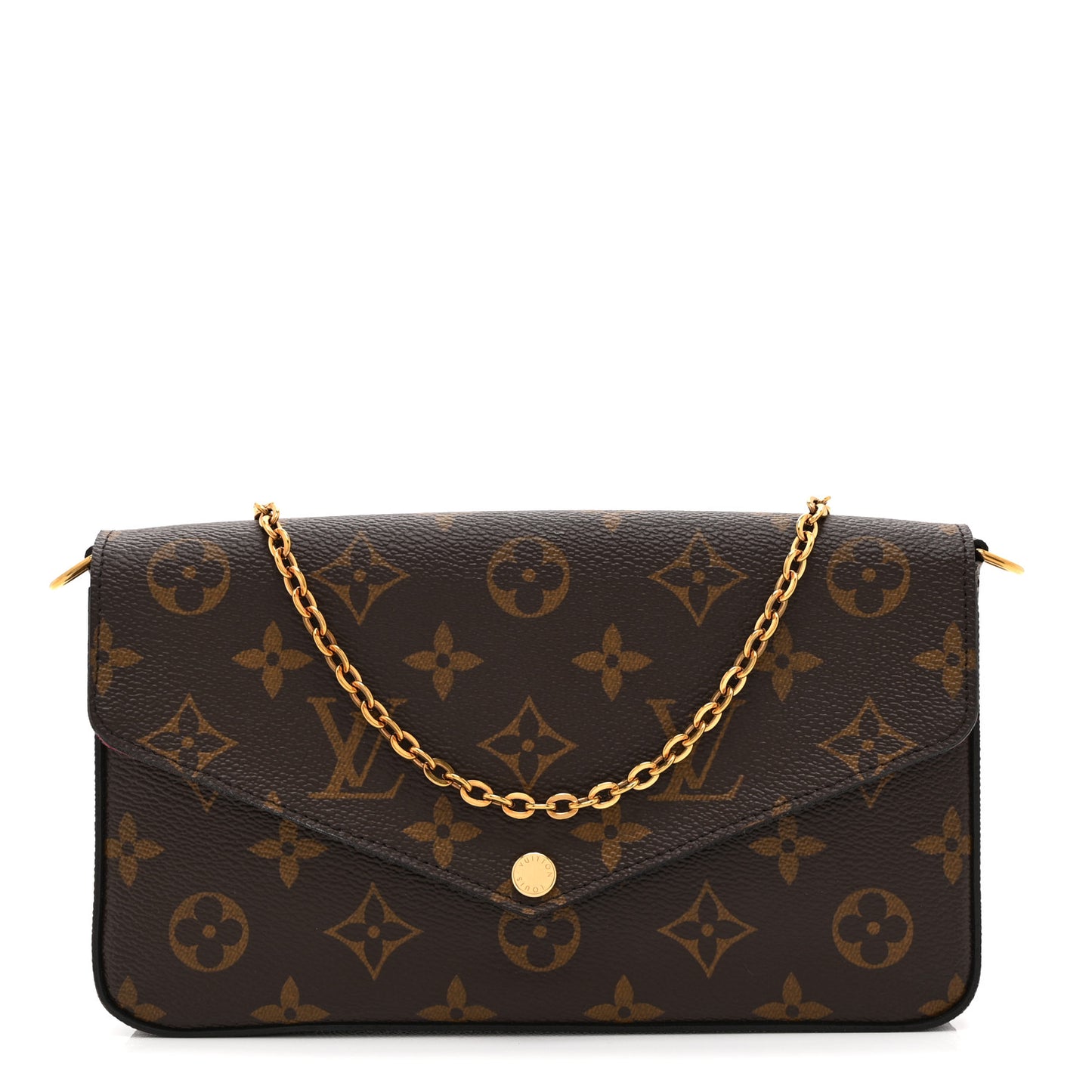 Monogram Pochette Felicie Chain Wallet Fuchsia