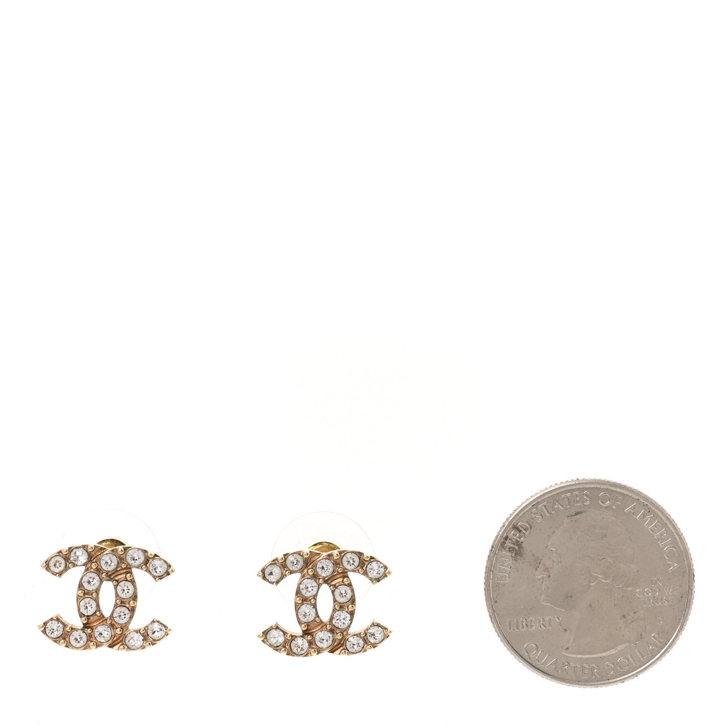 Chanel Crystal CC Earrings Gold 2 of 5