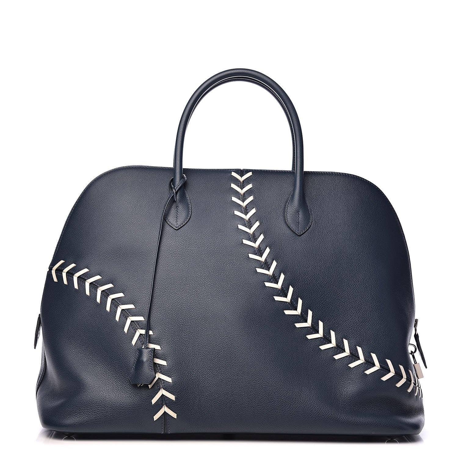 Hermes Evercolor 1923 Bolide 45 Baseball Bag Bleu De Malte Blanc 1 of 10