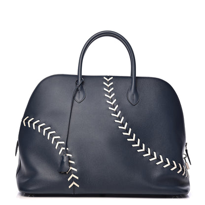 Hermes Evercolor 1923 Bolide 45 Baseball Bag Bleu De Malte Blanc 1 of 10