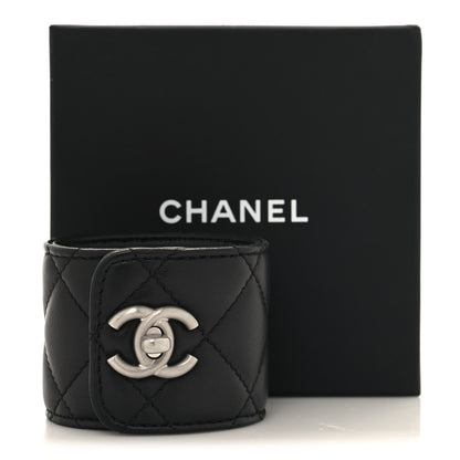 Chanel Lambskin Quilted CC Turnlock Cuff Bracelet S Black 5 of 5