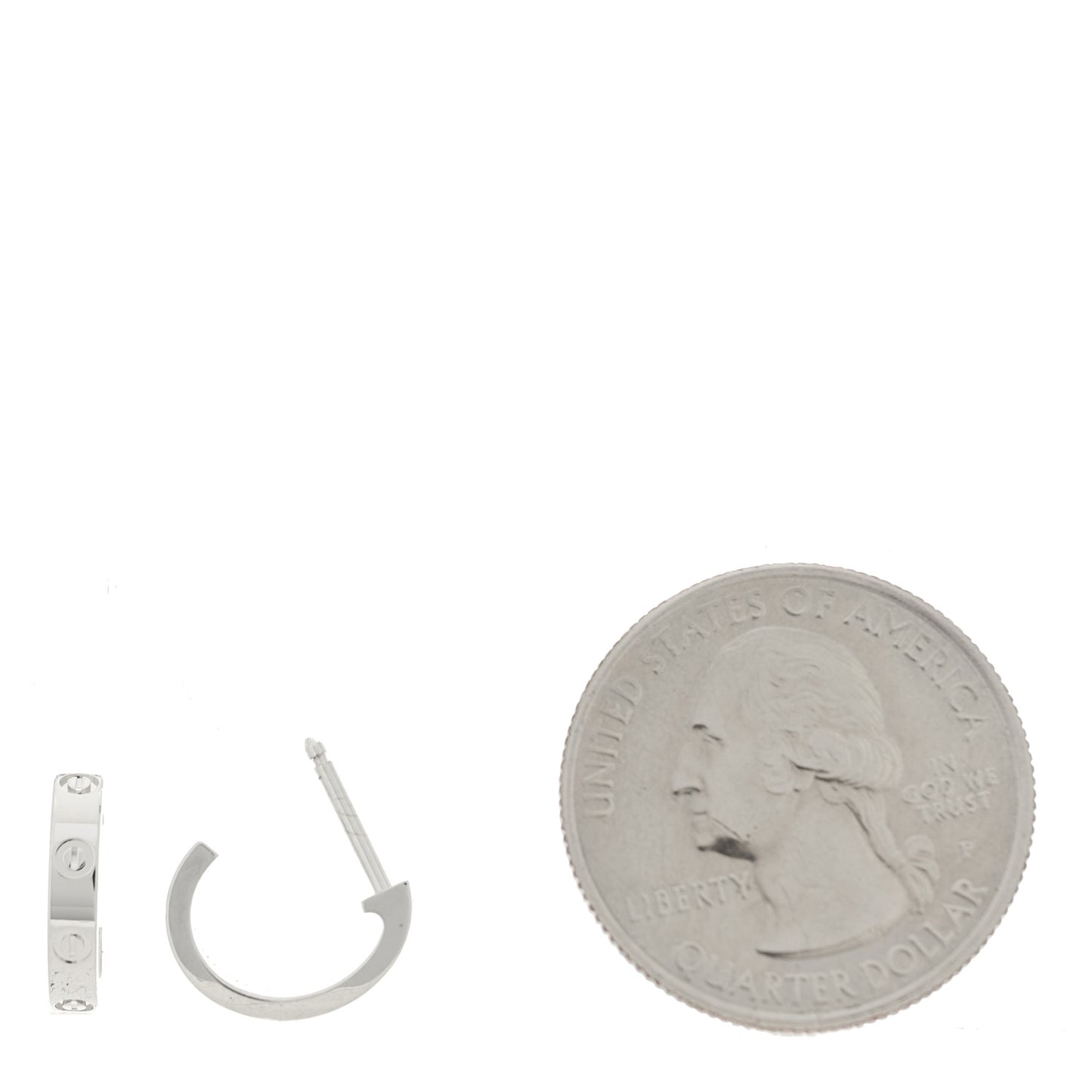18K White Gold Small LOVE Hoop Earrings