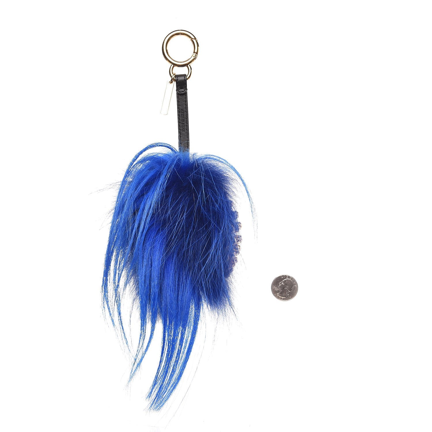 Fendi Lambskin Goat Fur Studded Punkarlito Bag Charm Blue 2 of 8