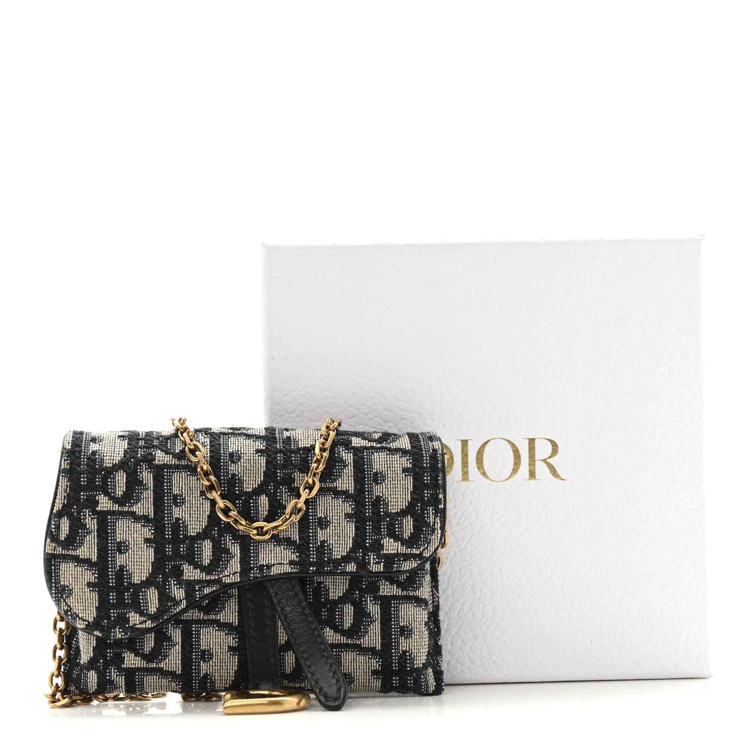 Christian Dior Oblique Nano Saddle Chain Pouch Blue 10 of 10