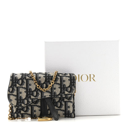 Christian Dior Oblique Nano Saddle Chain Pouch Blue 10 of 10