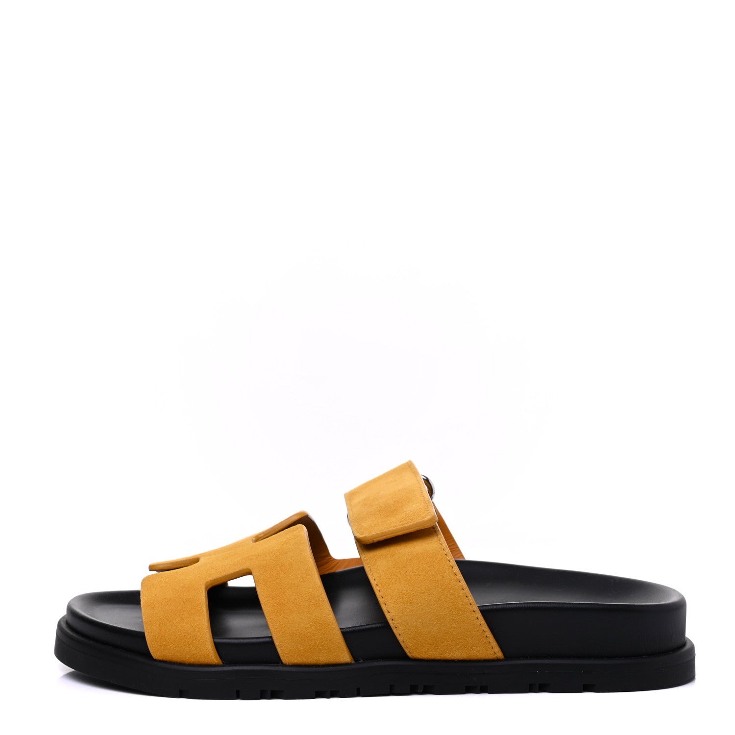 Hermes Suede Goatskin Womens Chypre Sandals 35.5 Jaune Mimosa 1 of 8