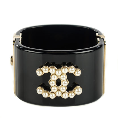 Chanel Resin Pearl CC Cuff Black 1 of 5