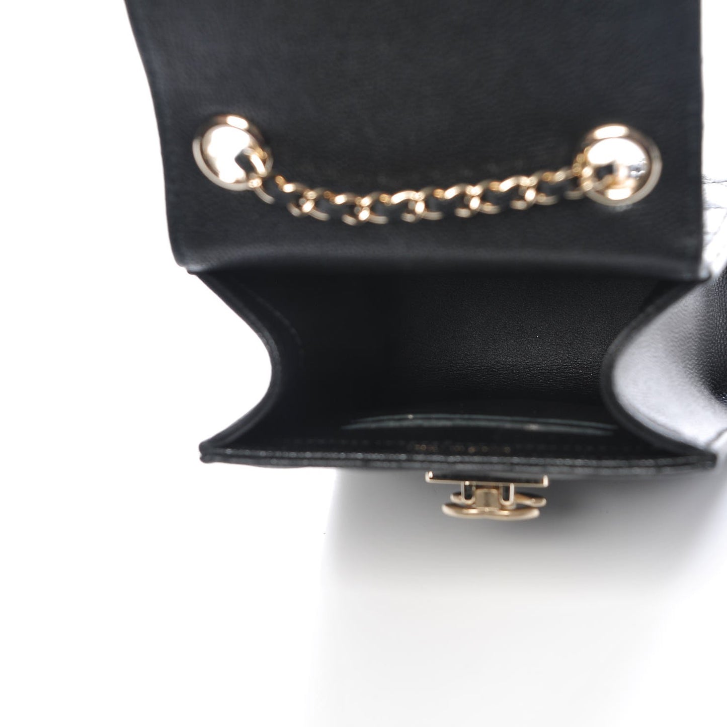Caviar Quilted Golden Class Phone Holder Black