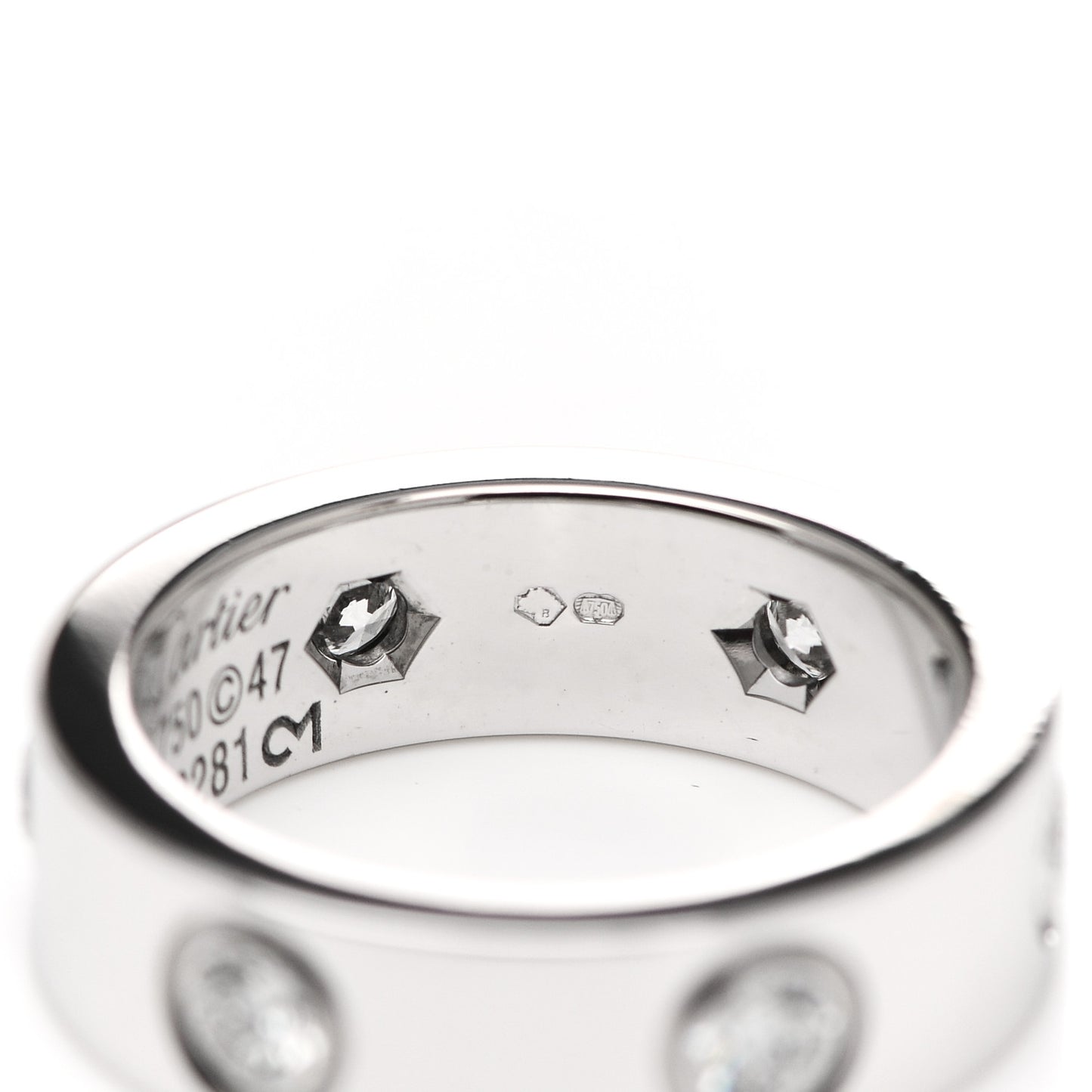 18K White Gold 6 Diamond 5.5mm LOVE Ring 47 4