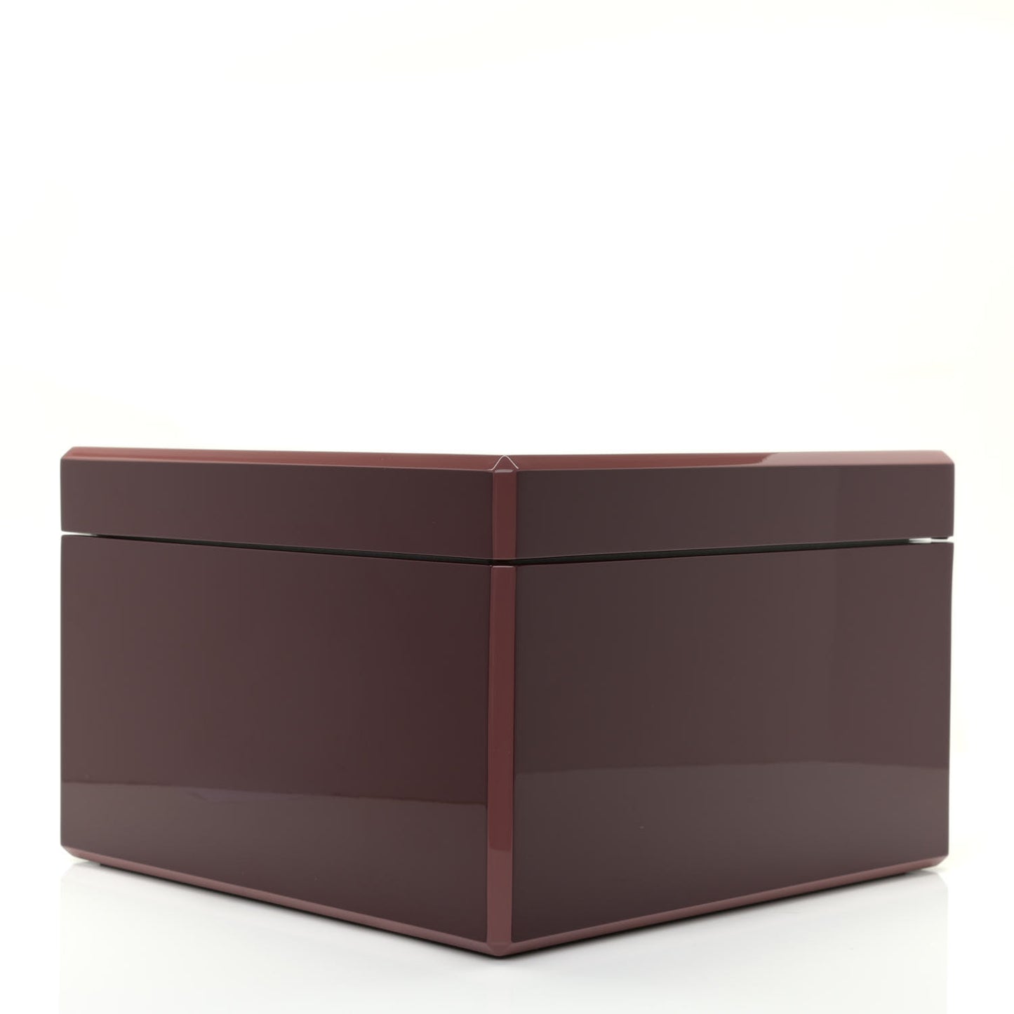 Lacquered Wood Smooth Taurillon Facettes Jewelry Box
