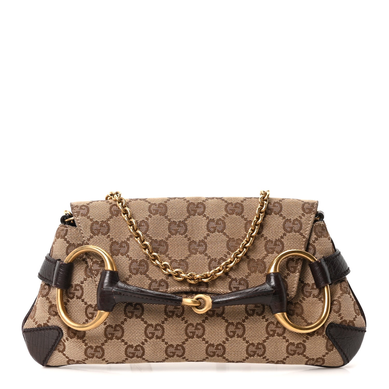 Gucci Monogram Horsebit Clutch Dark Brown 1 of 10