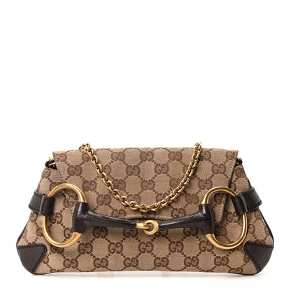 Gucci Monogram Horsebit Clutch Dark Brown 1 of 10