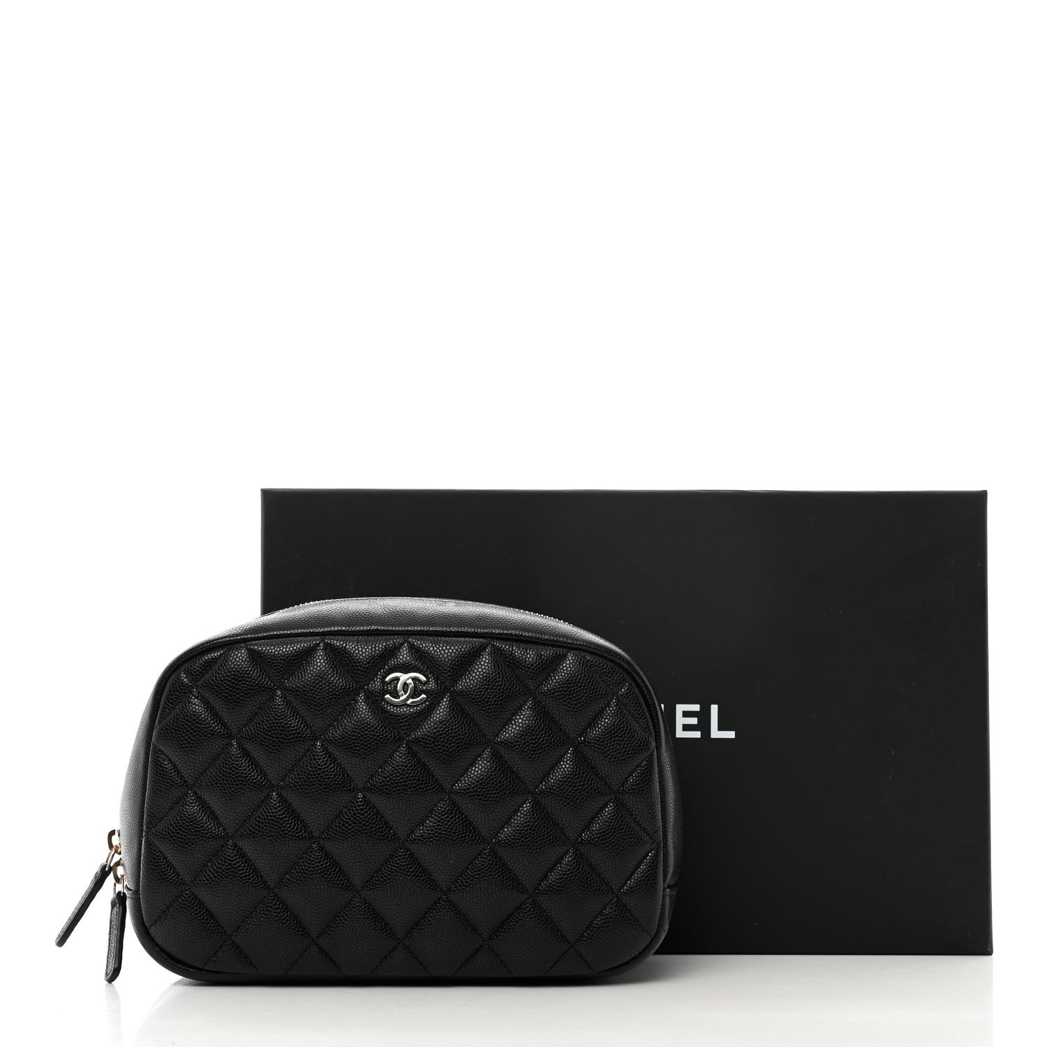 Chanel Caviar Quilted Medium Curvy Pouch Cosmetic Case Black 8 of 8