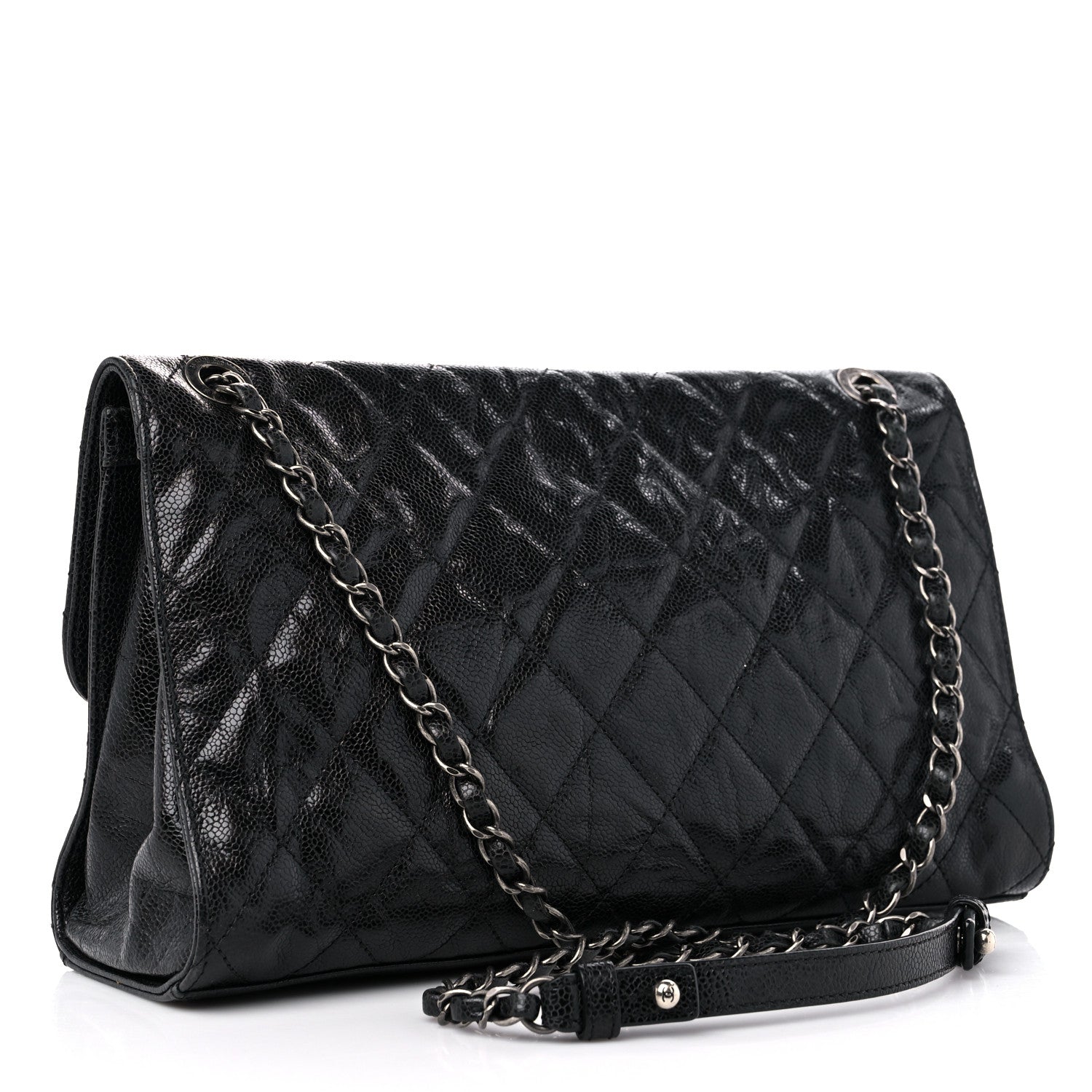 Chanel Crumpled Grained Calfskin Jumbo CC Crave Flap Black 3 of 15