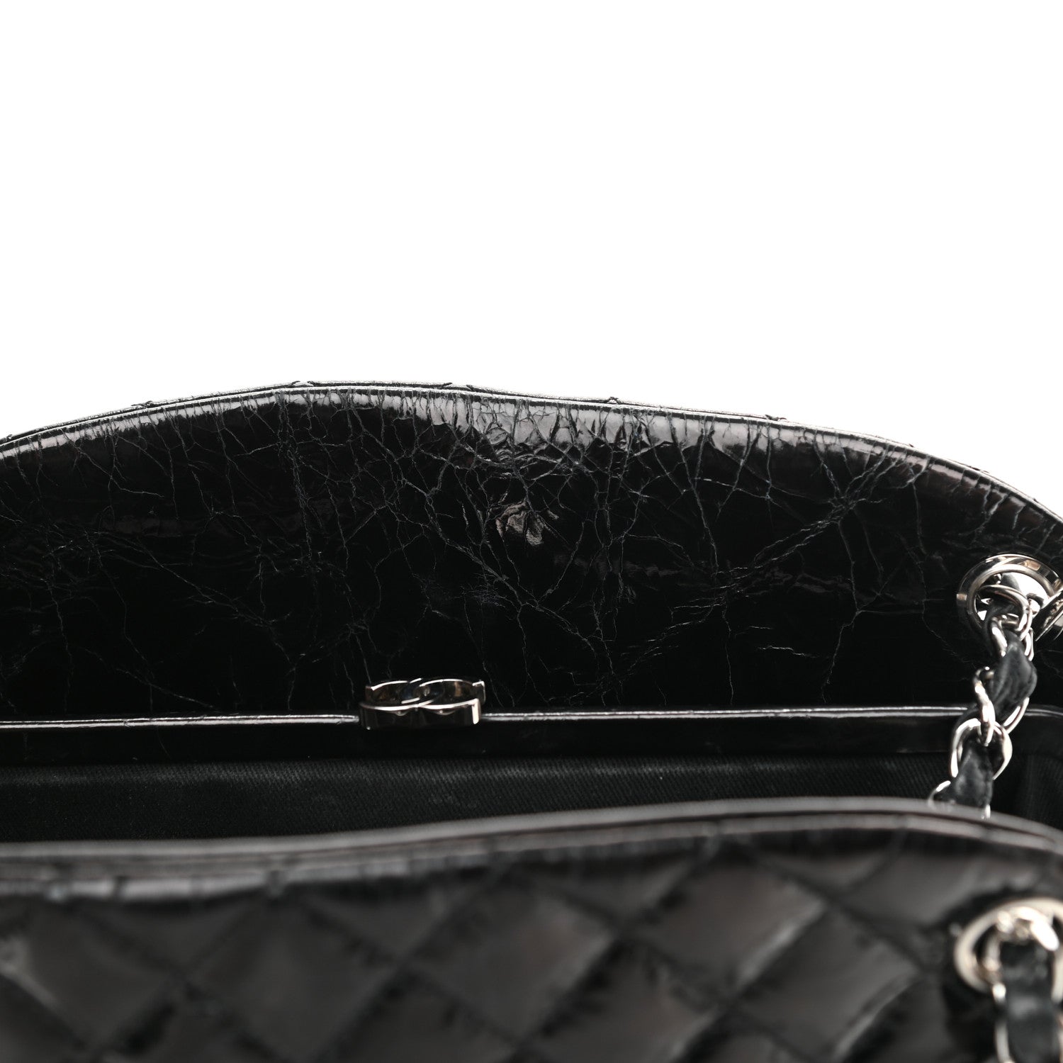 Chanel Glazed Calfskin Quilted Large Just Mademoiselle Bowling Bag Black 15 of 19