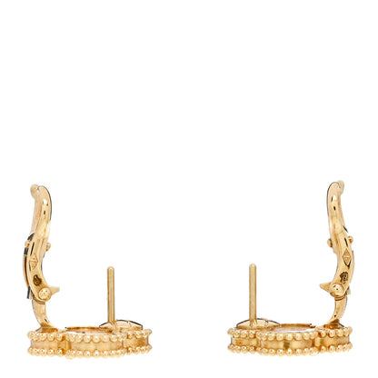 Van Cleef & Arpels 18K Yellow Gold Mother of Pearl Vintage Alhambra Earrings 3 of 5