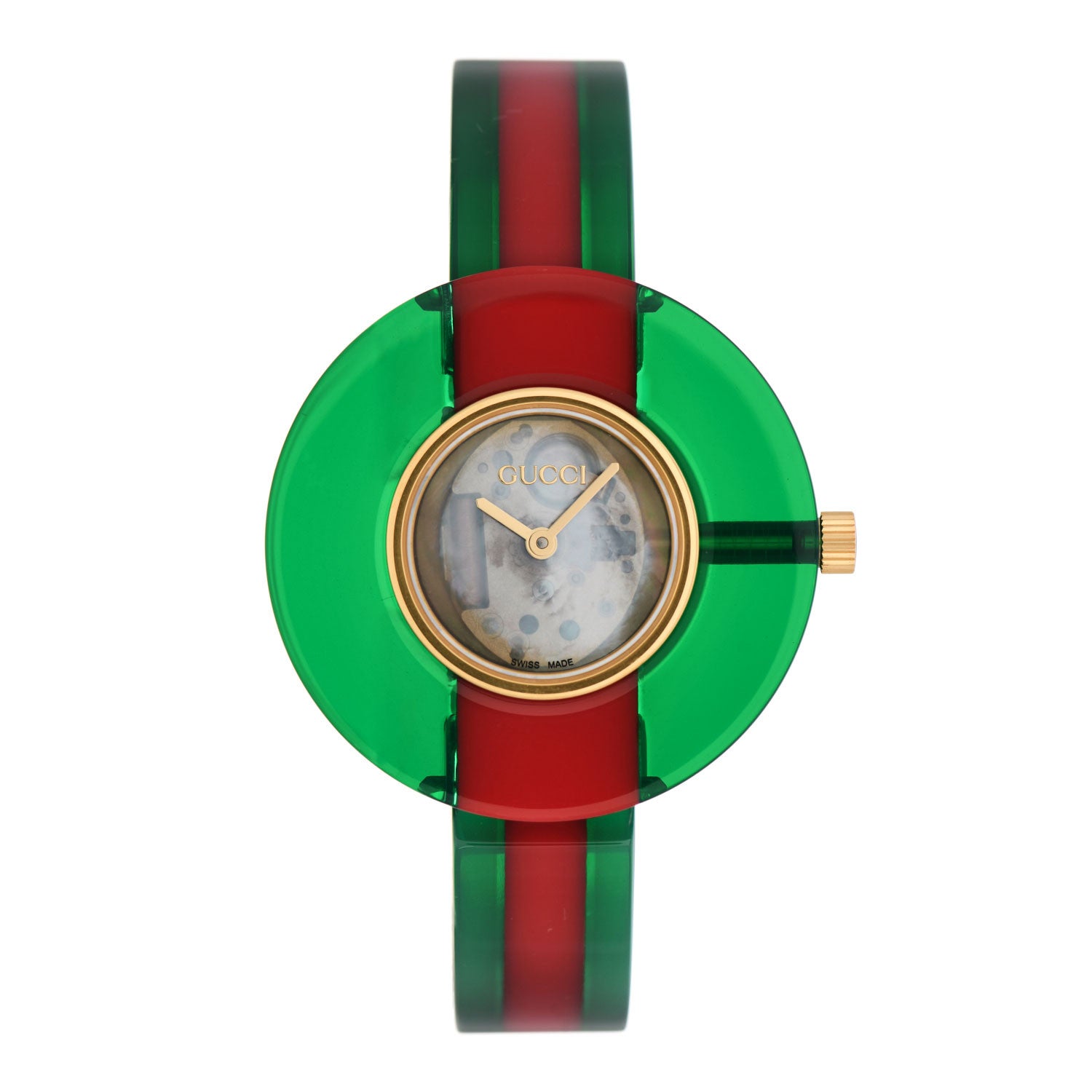 Gucci Stainless Steel Plexiglass Mother of Pearl 35mm Vintage Web Quartz Watch 1 of 5