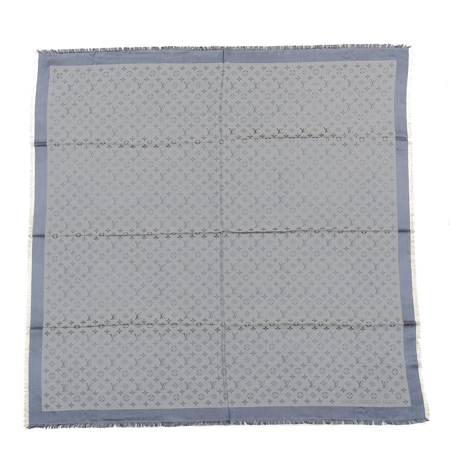 Louis Vuitton Silk Wool Monogram Denim Shawl Blue Clair 1 of 3