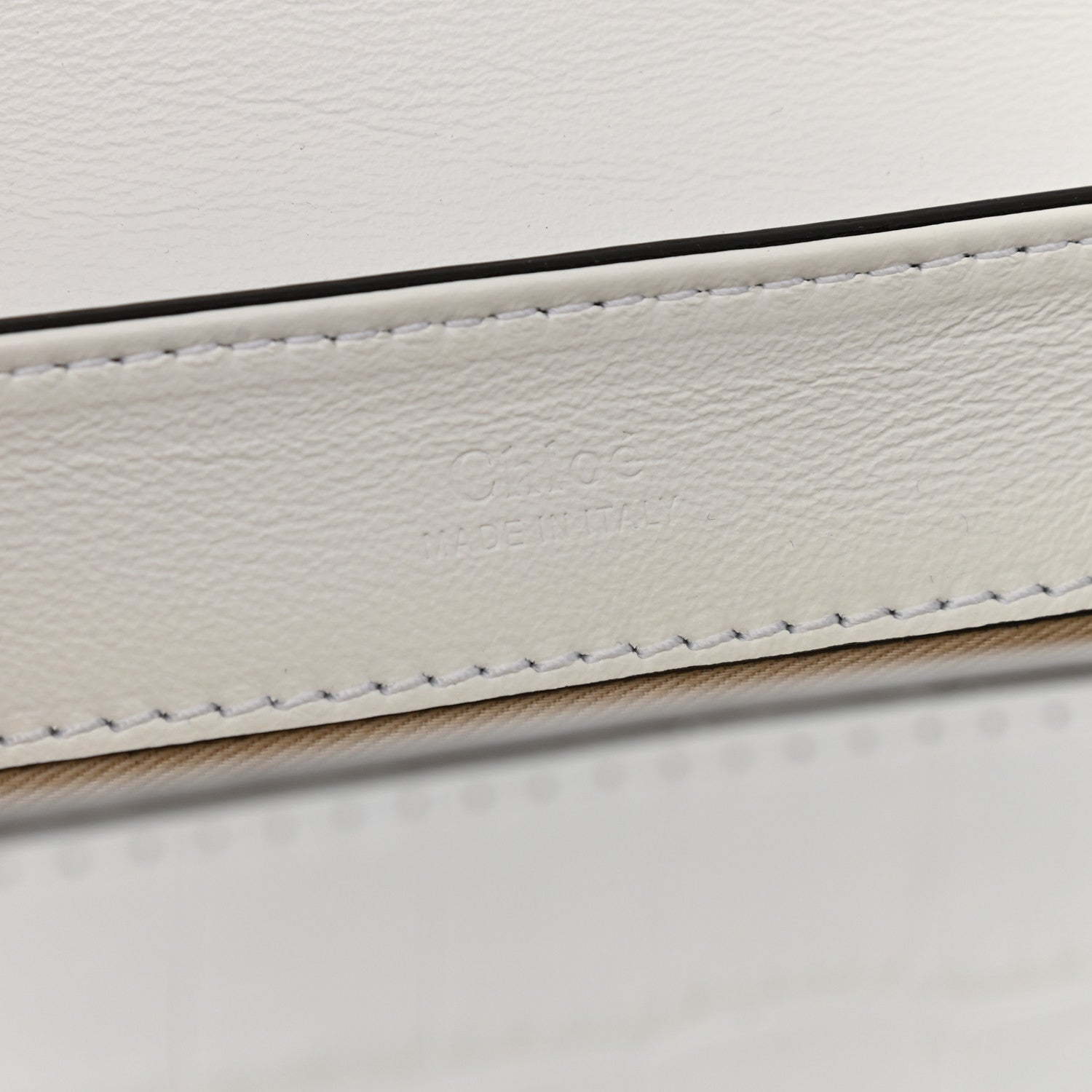 Chloe Calfskin Crocodile Embossed Small C Double Carry Brilliant White 7 of 12
