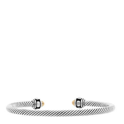 David Yurman Sterling Silver 18K Yellow Gold 4mm Cable Renaissance Bracelet 3 of 5