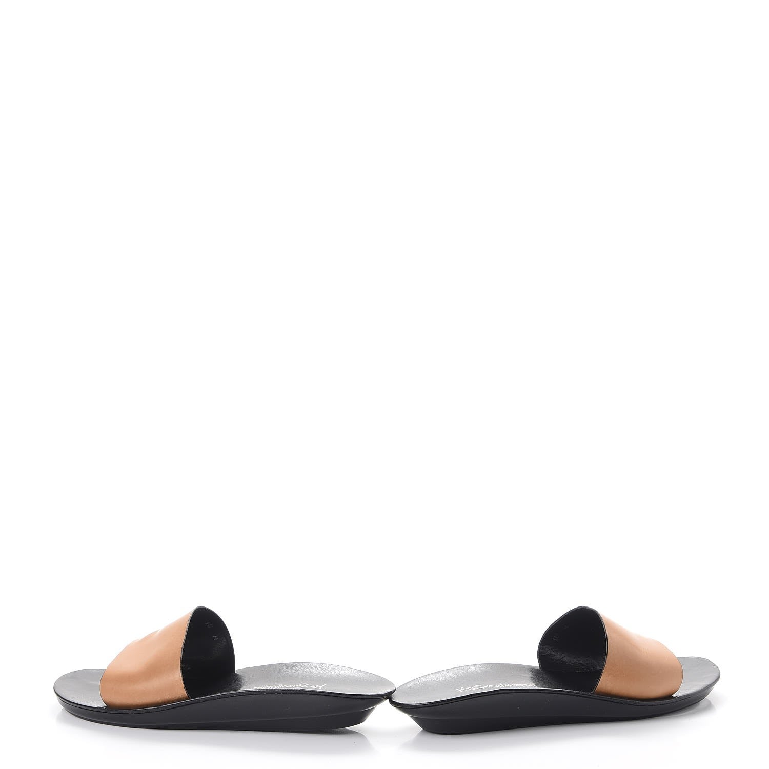 Saint Laurent Calfskin Pool Slide Sandals 10 Black Beige 6 of 16