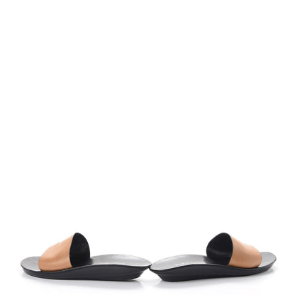 Saint Laurent Calfskin Pool Slide Sandals 10 Black Beige 6 of 16