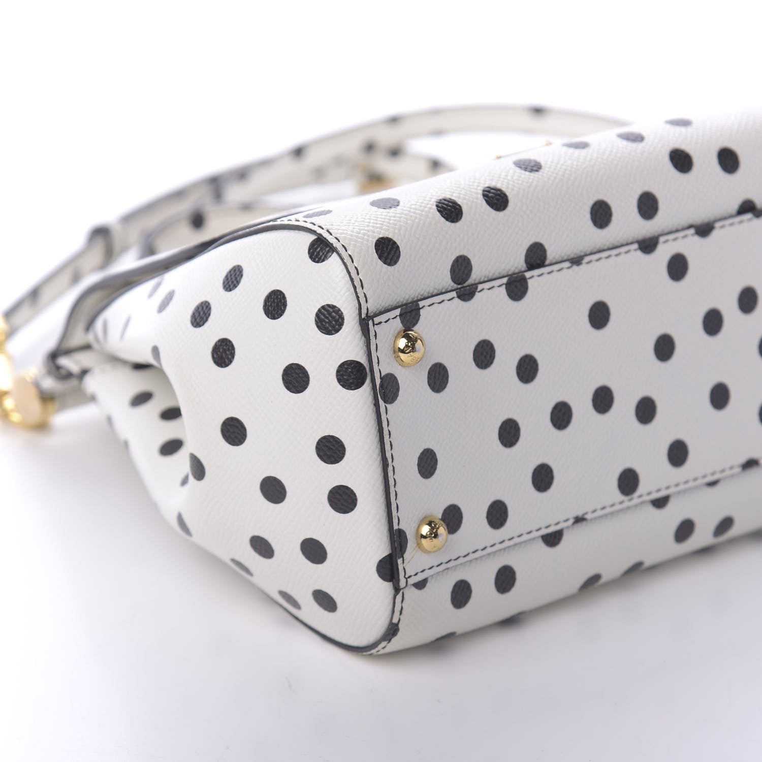 Dolce & Gabbana Vitello Polka Dot Medium Miss Sicily Satchel White 6 of 9