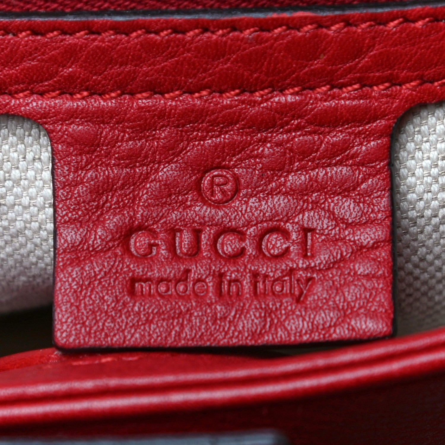 Gucci Calfskin Small Bamboo Shopper Tote Red 5 of 9