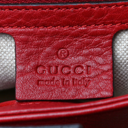 Gucci Calfskin Small Bamboo Shopper Tote Red 5 of 9