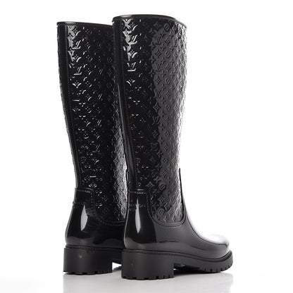 Louis Vuitton Rubber Embossed Monogram Splash Rain Boots 37 Black 4 of 11